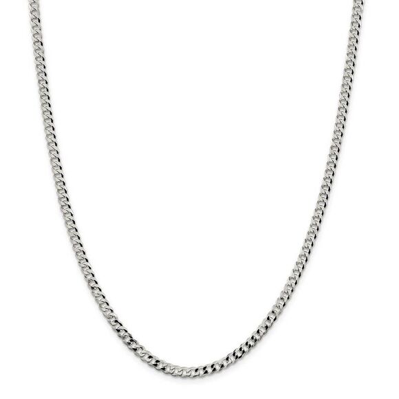4mm, Sterling Silver, Solid Beveled Curb Chain Necklace, 22 Inch - Picture 3 of 8